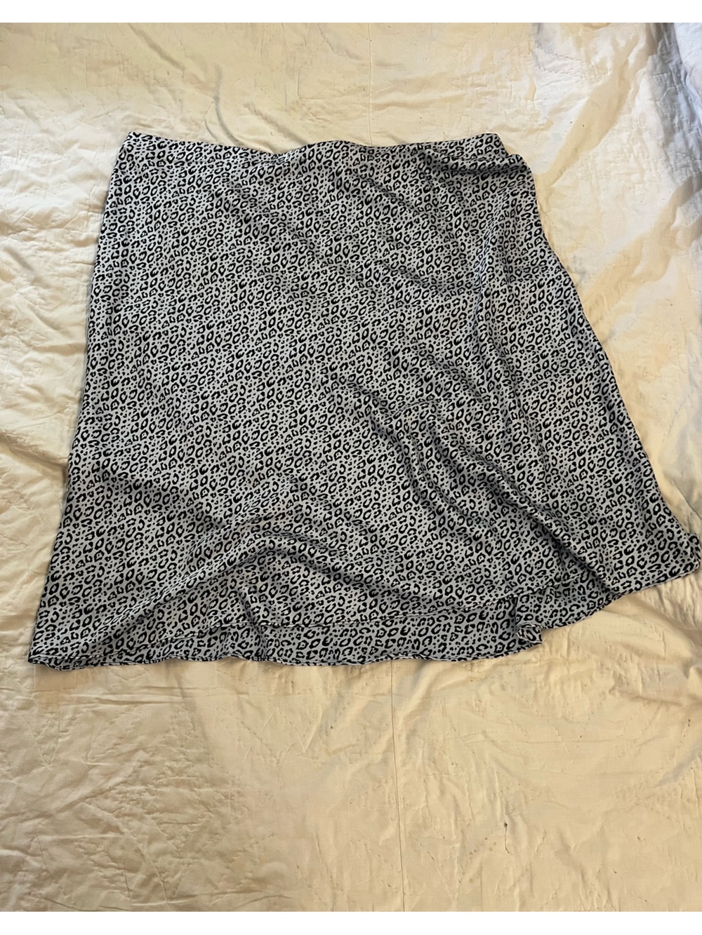 Mi Ami Black & White Leopard-Print Midi Skirt
